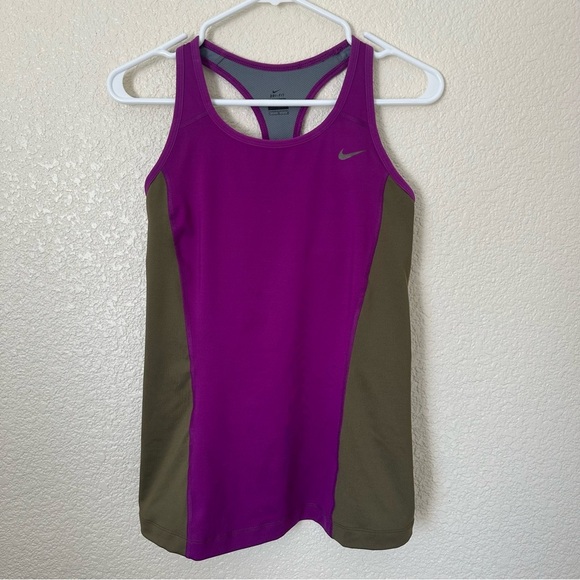 Nike Tops - Nike Women's Purple and Olive Tank Top Size Medium